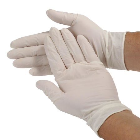 Safety Zone Disposable Gloves, 4 mil Palm, Latex, Powdered, S, 100 PK, White GRDR-SM-1-T